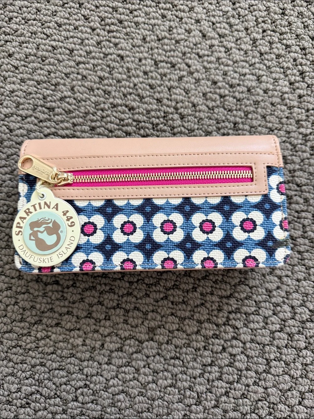 Spartina 449 Pink and Navy Floral Calhoun Jane Convertible Crossbody